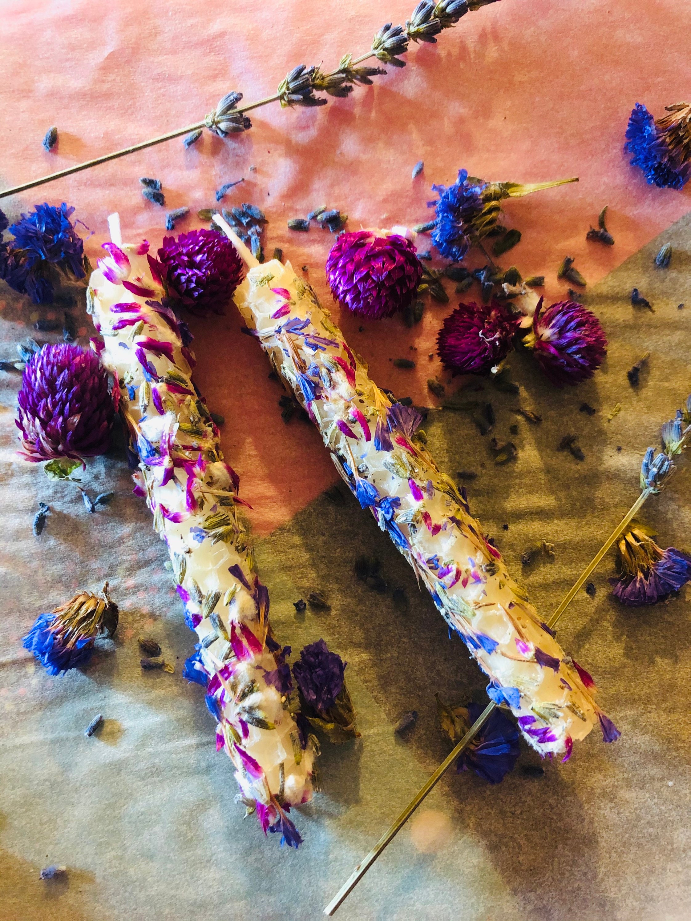 Dried Flower Ritual Candle Set Etsy