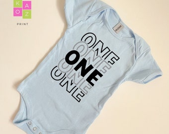 First Birthday Boy Onesie: "ONE" Baby Bodysuit