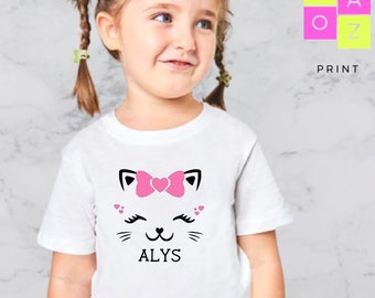 Personalized Kitty Cat Girl Shirt, Birthday Outfit