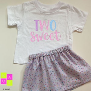 Two Sweet Birthday Shirt, Two Sweet Birthday Outfit for Toddler or Baby, Candy Birthday Girl Outfit, Sweet Themed Birthday