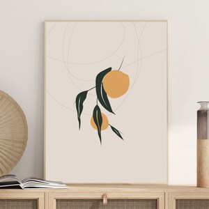 Oranges art print Orange botanical print Citrus art Orange botanical illustration Modern botanical print Fruit printable Kitchen poster