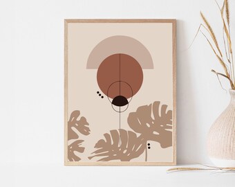 Abstract Boho print, Bohemian printable wall art, Tropical print, INSTANT DOWNLOAD, Modern plants art, Boho wall art, Botanical Print