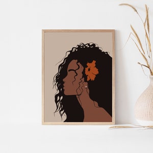Black woman print, African american wall art, Flower Woman Art, Boho wall art, Printable wall art, Black girl art print, Boho print