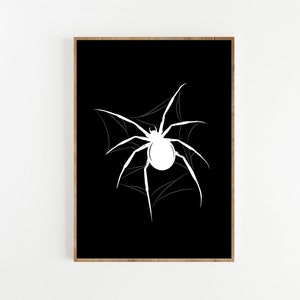 Black Spider art print, Halloween wall art, Halloween Instant Download, Halloween Printable, Spider Decor, Halloween Decor, Gothic Wall Art