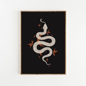 Mystical snake print, Halloween Snake Print, Snake Wall Art, Boho magic art print, Halloween decor Snake Illustration Celestial Snake Poster