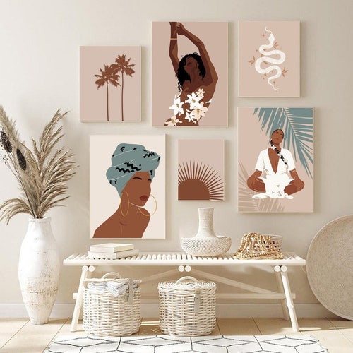 Black Girl Art Print Boho Gallery Wall Set of 6 African - Etsy
