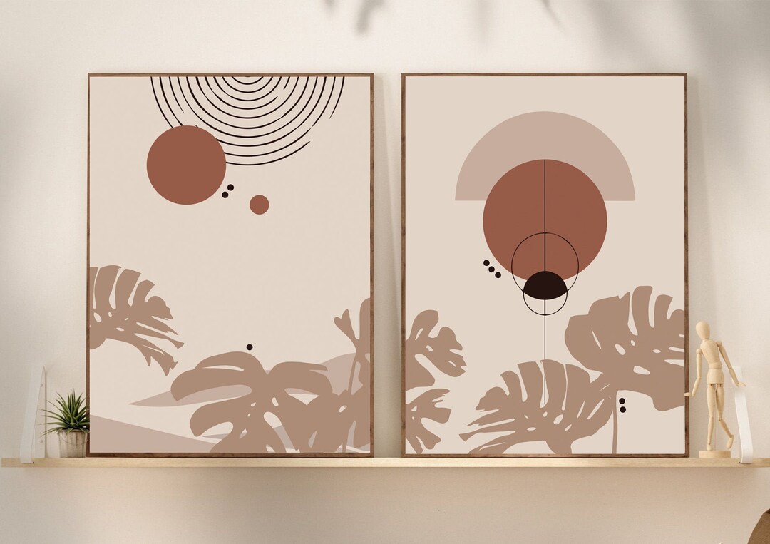 Set of 2 Prints, Boho Gallery Wall Set, Abstract Boho Wall Art, Modern ...