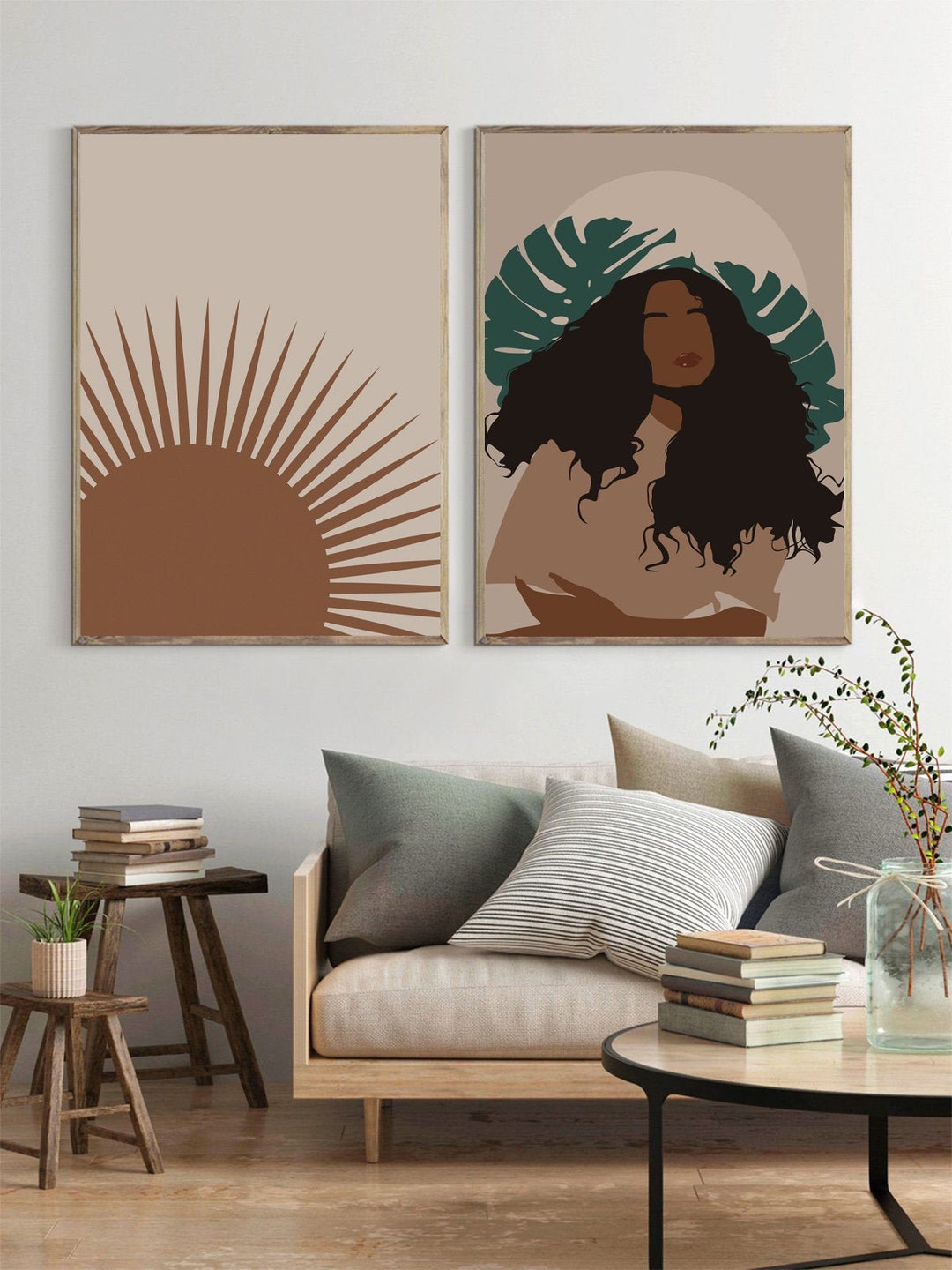 Set of 2 Prints, Black Woman Print, African American Wall Art, Digital ...
