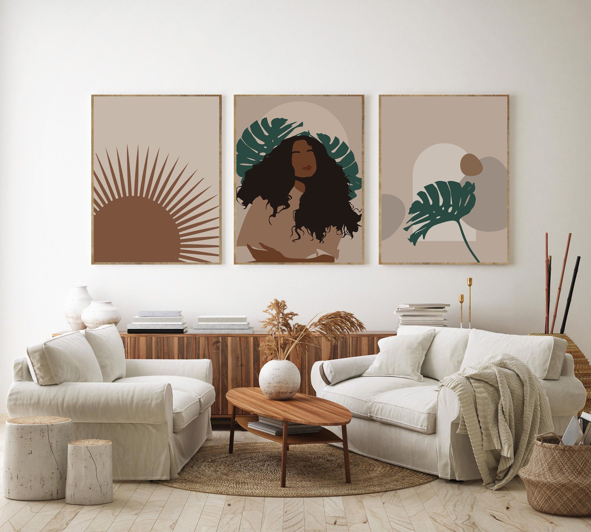 Set of 3 Prints, Black Woman Print, African American Wall Art, Digital ...