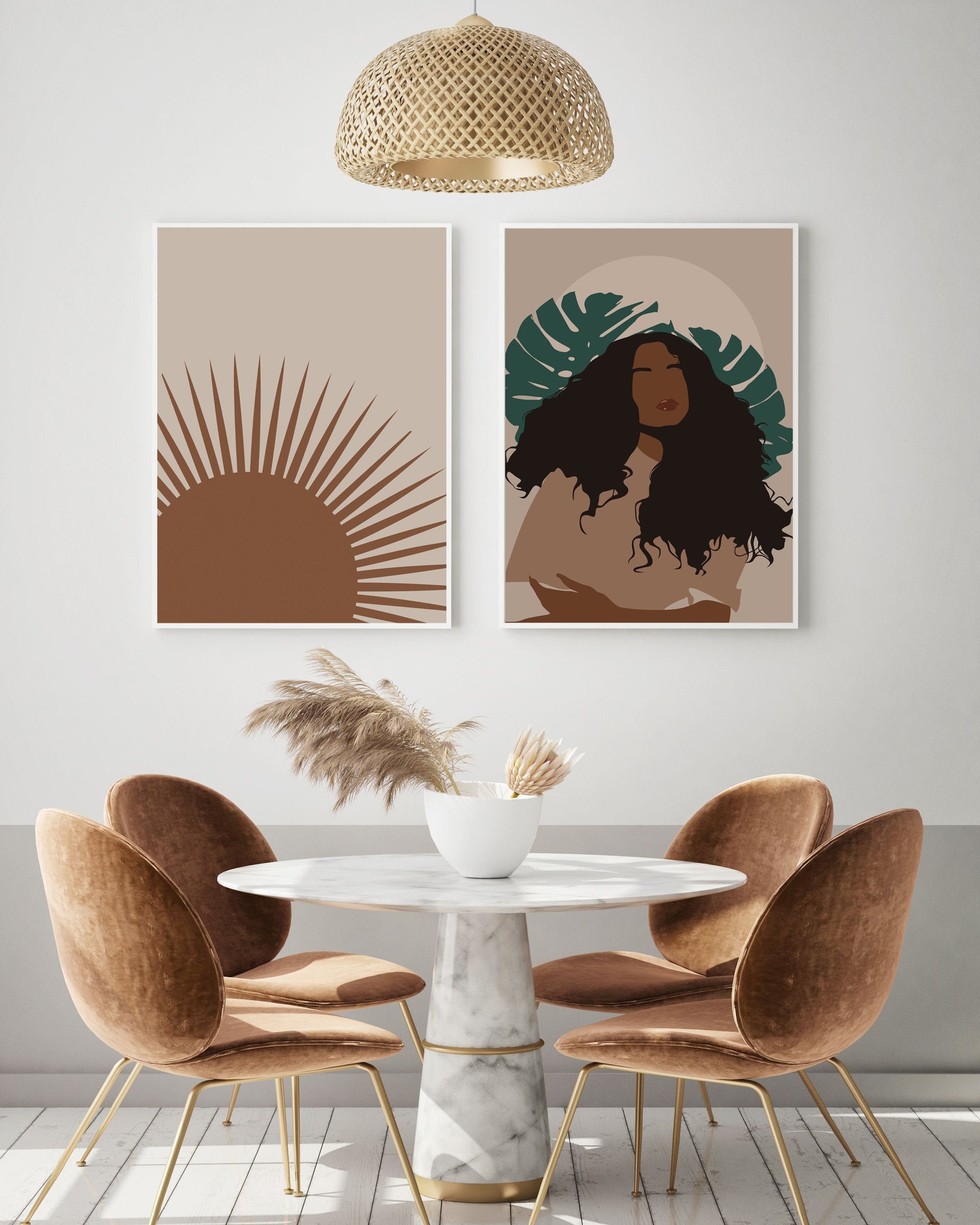 Set of 2 Prints, Black Woman Print, African American Wall Art, Digital ...