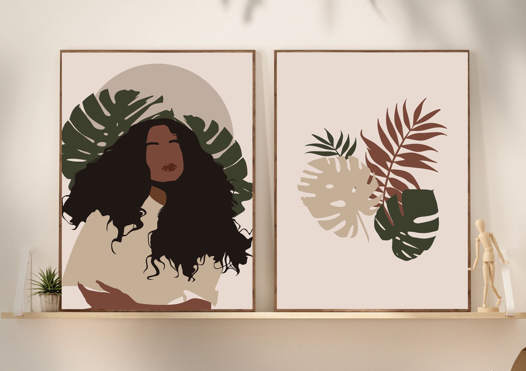 Set of 2 Prints, Black Woman Print, African American Wall Art, Digital ...