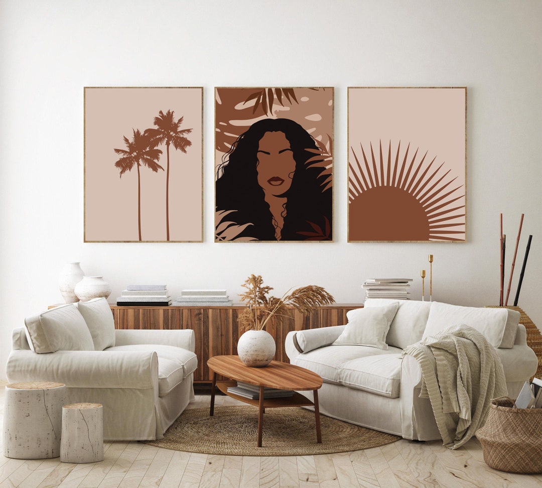 Set of 3 Prints, Black Woman Print, African American Wall Art, Digital ...