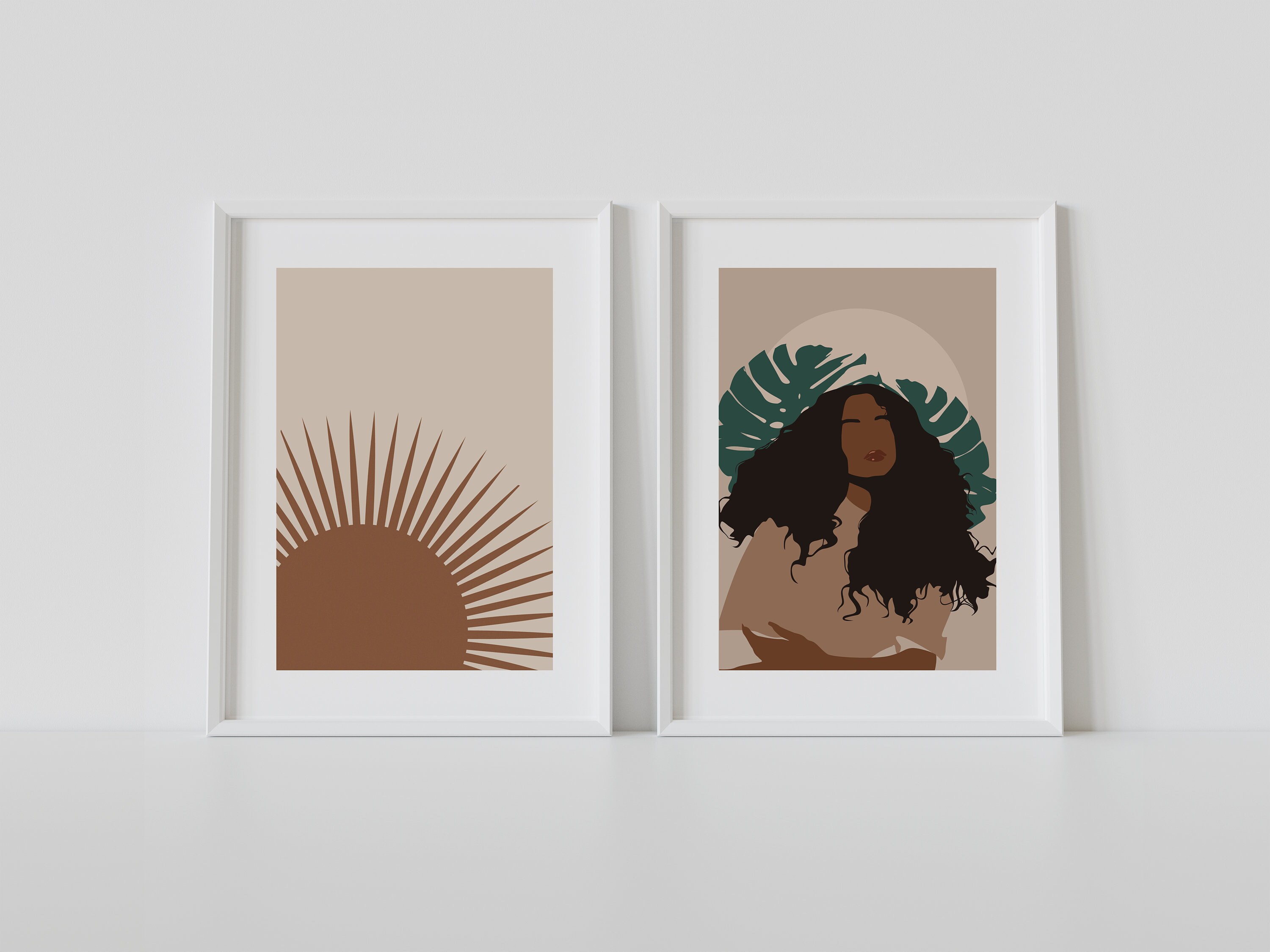 Set of 2 Prints, Black Woman Print, African American Wall Art, Digital ...