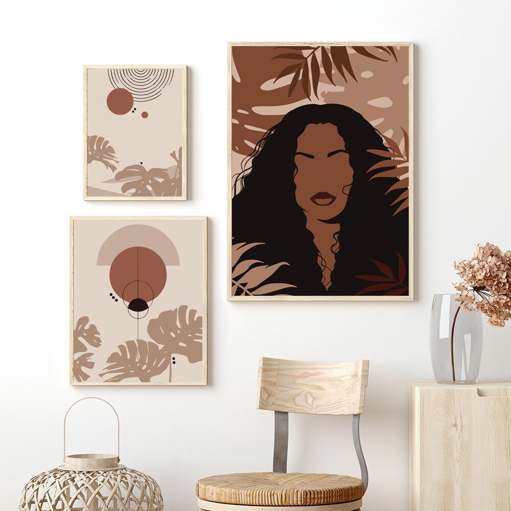 Set of 3 Prints, Black Woman Print, African American Wall Art, Digital ...