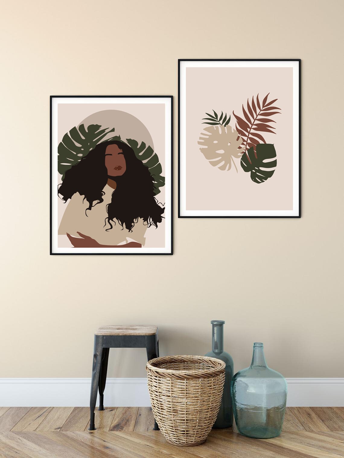 Set of 2 Prints, Black Woman Print, African American Wall Art, Digital ...