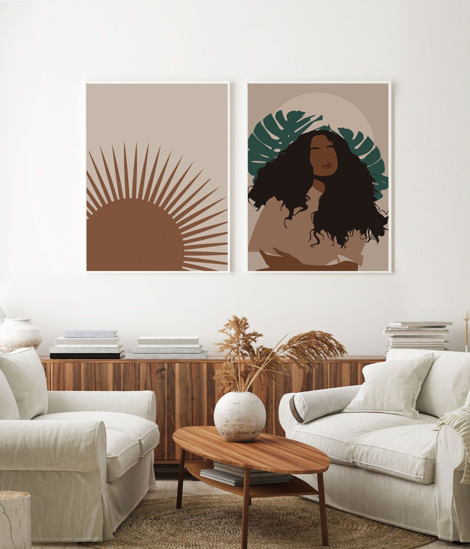 Set of 2 Prints, Black Woman Print, African American Wall Art, Digital ...