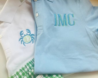 Boy's Monogrammed Polo Shirt: Personalized Cotton Pique Dress Shirt