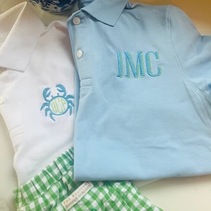 Boy&#39;s Monogrammed Polo Shirt: Personalized Cotton Pique Dress Shirt