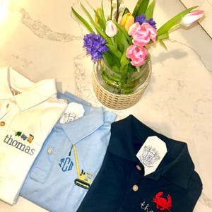 Boy Monogrammed Polo Shirt, Boy Dress Shirt, Boy Personalized Polo Shirt, Boy Button Down,