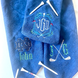 Asciugamani da golf personalizzati, asciugamano da golf monogrammato, asciugamano da golf ricamato, regalo da golf personalizzato, regali da golf per uomo, festa del papà, addio al celibato