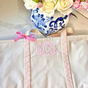 Monogrammed Large Tote Bag, Personalized Canvas Boat Tote Bag, Custom Beach Bag, Personalized Diaper Bag, Pet Bag, Monogram Beach Bag
