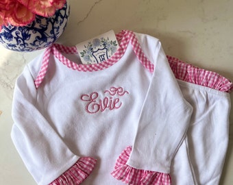 Abito per bambini con monogramma, abito personalizzato per tornare a casa, regalo per bambini personalizzato, abito per bambini con monogramma, regalo per neonati, abito per ritorno a casa