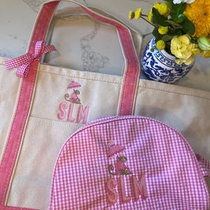Personalized Monogrammed Gingham Makeup Bag, Monogrammed Personalized Women&#39;s Toiletry Bag, Children&#39;s Embroidered Everything Bag & Case