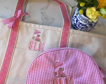 Personalized Monogrammed Gingham Makeup Bag, Monogrammed Personalized Women's Toiletry Bag, Children's Embroidered Everything Bag & Case