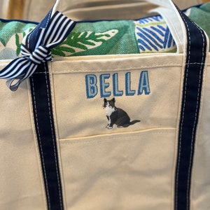 Monogrammed Large Pet Tote Bag, Personalized Canvas Cat Tote Bag, Custom Cat Bag, Personalized Pet Bag, Pet Bag, Monogram Pet Bag
