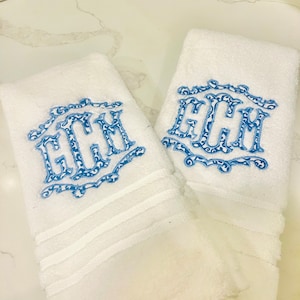 Monogrammed Applique Hand Towel, Personalized Bath Towel, Guest Bathroom , Embroidered Hand Towel, Kitchen Towel, Wedding Gift, Master Bath