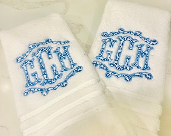 Toalla de mano con apliques monogramados, toalla de baño personalizada, baño de invitados, toalla de mano bordada, toalla de cocina, regalo de boda, baño principal