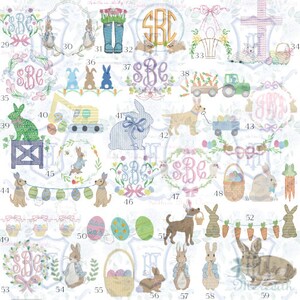 Monogrammerad påskkorgsrosett, personlig påskkorgsskärp, broderad kaninkorgsrosett, monogrammerad seersucker-påskrosett bild 7