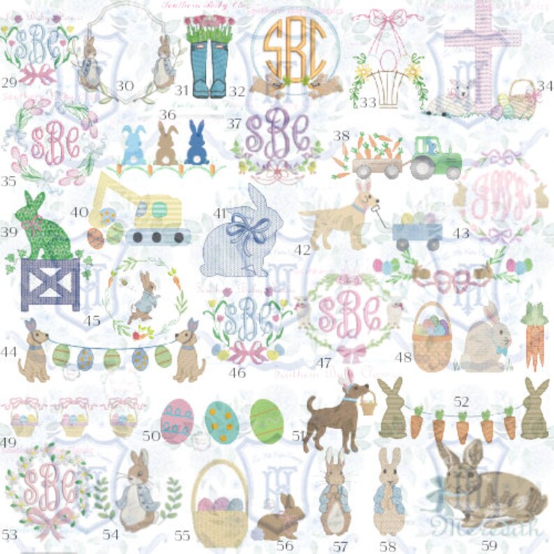 Monogrammerad påskkorgsrosett, personlig påskkorgsskärp, broderad kaninkorgsrosett, monogrammerad seersucker-påskrosett bild 7