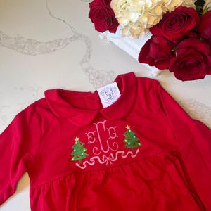 Christmas Monogrammed Ruffle Dress | Personalized Knit Dress | Christmas Monogram Dress, Christmas Tree Dress, Personalized Christmas Outfit