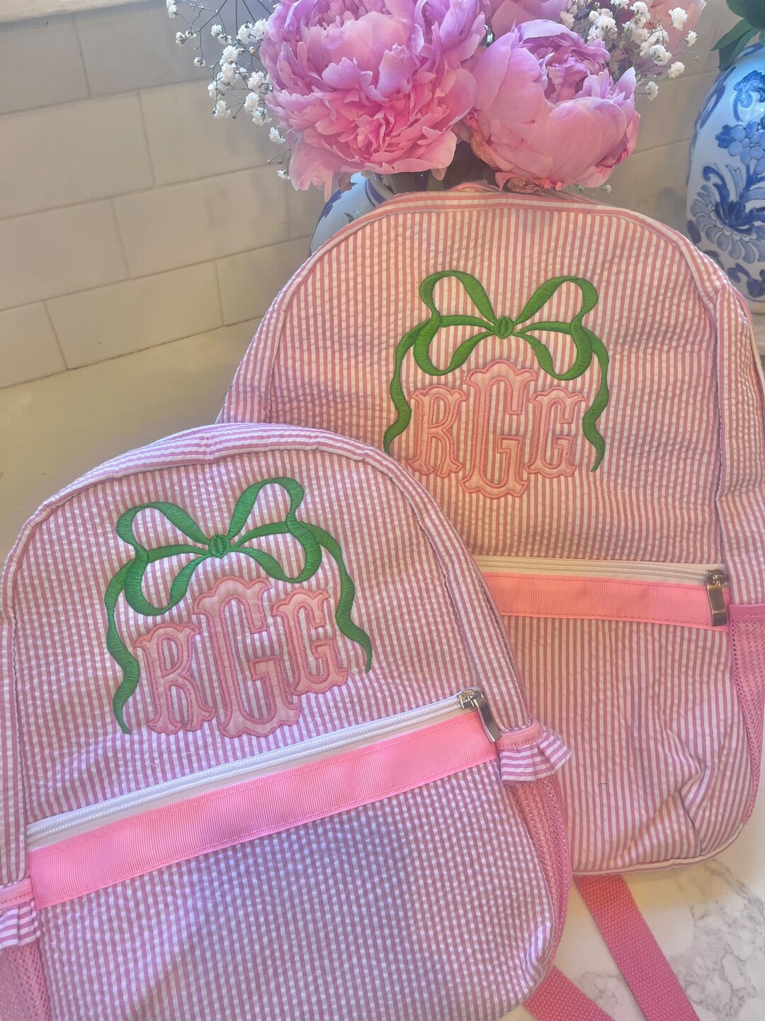 Gabigaba Toddler Backpack - Seersucker Pleated Flower Edge, Lightweight Mini Backpack For Girls