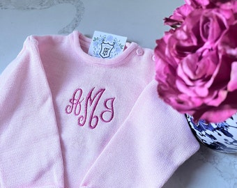 Rollneck Monogrammed Knit Sweater | Child's Personalized Sweater | Baby Gift | Back to School | Long Sleeve Embroidered Pullover