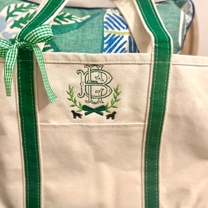 Monogrammed Large Tote Bag, Personalized Canvas Boat Tote Bag, Custom Beach Bag, Personalized Diaper Bag, Pet Bag, Monogram Beach Bag