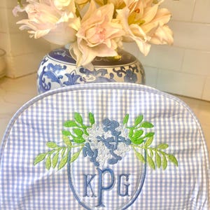 Personalized Monogrammed Gingham Makeup Bag, Monogrammed Personalized Women&#39;s Toiletry Bag, Children&#39;s Embroidered Everything Bag & Case