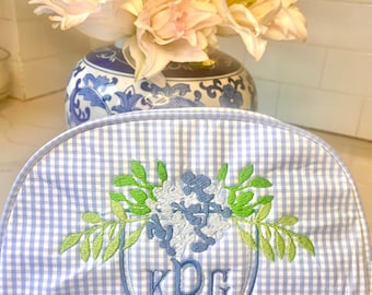 Personalized Monogrammed Gingham Makeup Bag, Monogrammed Personalized Women&#39;s Toiletry Bag, Children&#39;s Embroidered Everything Bag & Case