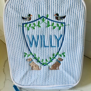 Monogrammed Seersucker Lunch Box: Personalized Embroidered Insulated Bag