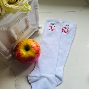 Embroidered Monogrammed Knee Socks: Personalized School Uniform Socks