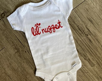 Chick fil a inspired "Lil Nugget" baby onesie