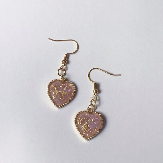 Purple Heart Earrings Heart Earrings 