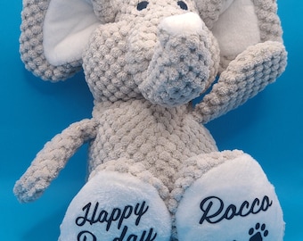 Dog Toy - Personalized Plush Elephant Happy Bday or Happy Gotcha Day!