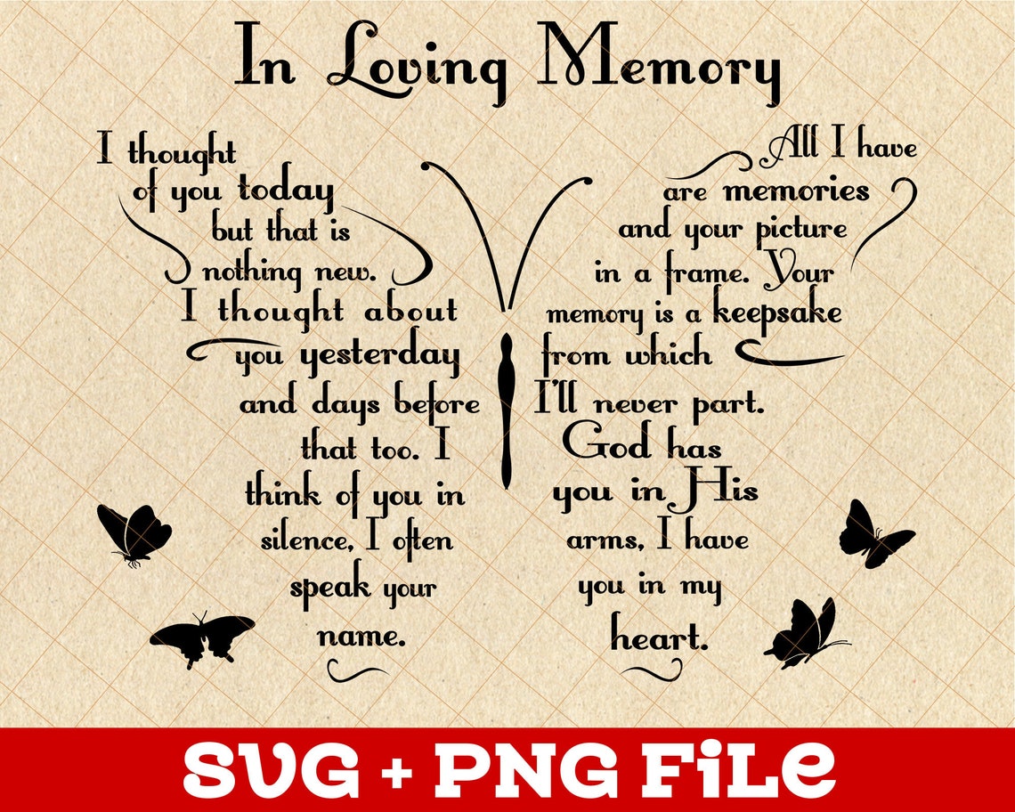 Butterfly In Loving Memory PNG Gift From Heaven Poem Loss Of Etsy
