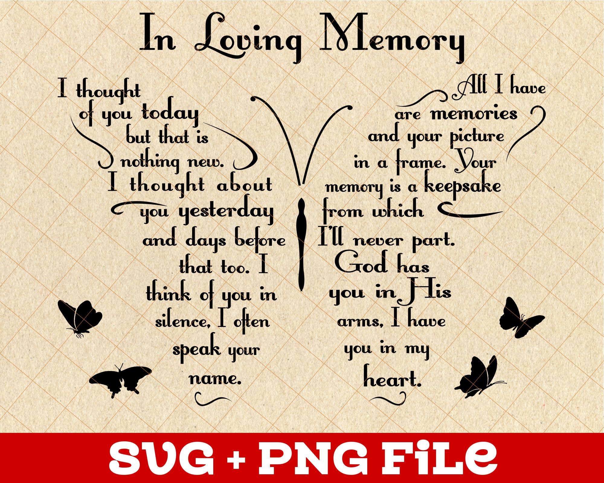 Butterfly In Loving Memory PNG Gift From Heaven Poem Loss Of | Etsy