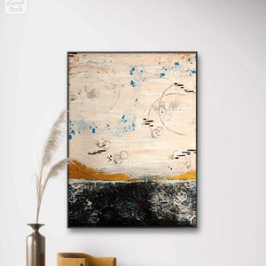 Dipinto originale astratto dipinto a mano orizzonte con decorazione murale dorata per soggiorno dipinto acrilico su tela con arte appesa