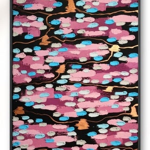 Abstract painting on canvas with structure original art large canvas picture modern painting purple pink wall decor hand painted signed