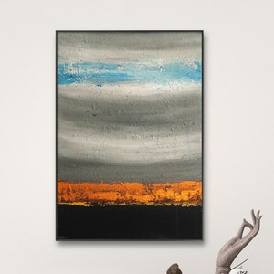 Orizzonte astratto dipinto acrilico su tela con struttura originale dipinto a mano su tela su telaio con decorazione murale sospesa