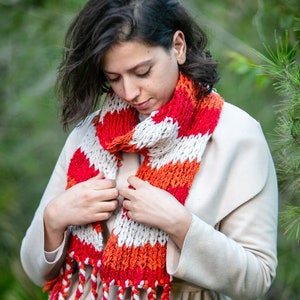 Boho scarf Wool scarf Handwoven scarf scarfs for women, Winter scarf women, Moroccan scarf, Berber scarf Orange & White